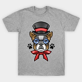 Cute Dog French Bulldog Wearing Sunglasses Hat and Bow Tie T-Shirt